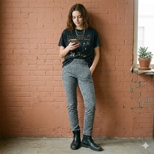 Bevy Flog Shelly Pants Womens 25 Grey Snakeskin Print Elastic Waist Tapered Slim